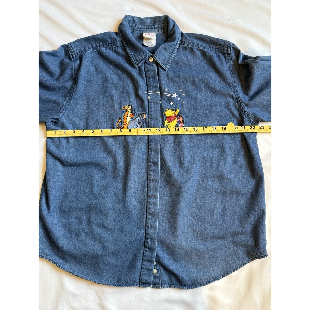 Vintage Style Disney Pooh Denim Shirt Womens XL Embroidered Tigger Eeyore Piglet - Picture 5 of 13